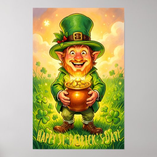 Aangepaste Leprechaun Kabouter Gelukkig St. Patric Poster (Voorkant)