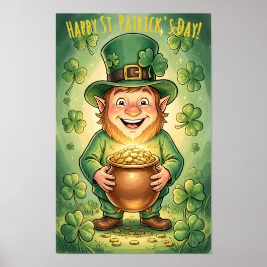 Aangepaste Leprechaun Kabouter Gelukkig St. Patric Poster (Voorkant)
