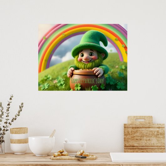 Aangepaste Leprechaun Kabouter St. Patrick's Dag K Poster (Keuken)