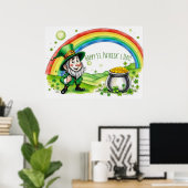 Aangepaste Leprechaun Kabouter St. Patrick's Day S Poster (Thuiskantoor)