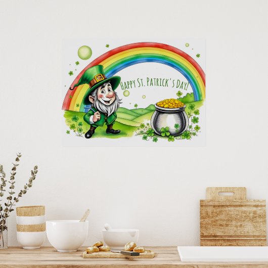 Aangepaste Leprechaun Kabouter St. Patrick's Day S Poster (Keuken)