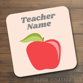Aangepaste leraar Apple met Trendy-appeltekening Kartonnen Onderzetters