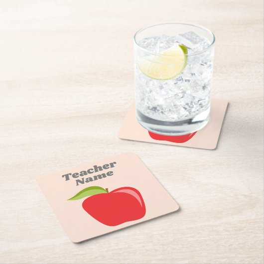 Aangepaste leraar Apple met Trendy-appeltekening Kartonnen Onderzetters (Insitu)
