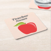 Aangepaste leraar Apple met Trendy-appeltekening Kartonnen Onderzetters (Schuin)