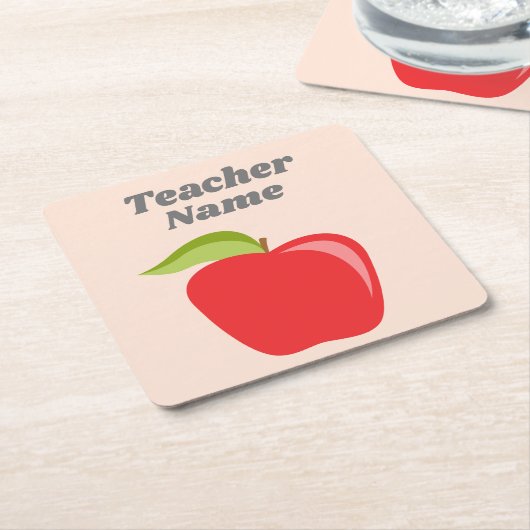Aangepaste leraar Apple met Trendy-appeltekening Kartonnen Onderzetters (Schuin)