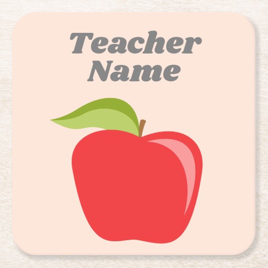 Aangepaste leraar Apple met Trendy-appeltekening Kartonnen Onderzetters (Voorkant)