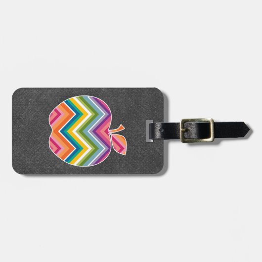 Aangepaste leraar Apple met Trendy Chevron Pattern Bagagelabel (Voorkant horizontaal)