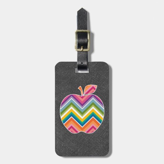 Aangepaste leraar Apple met Trendy Chevron Pattern Bagagelabel (Voorkant verticaal)