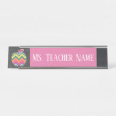 Aangepaste leraar Apple met Trendy Chevron Pattern Bureau Naambordje (Voorkant)