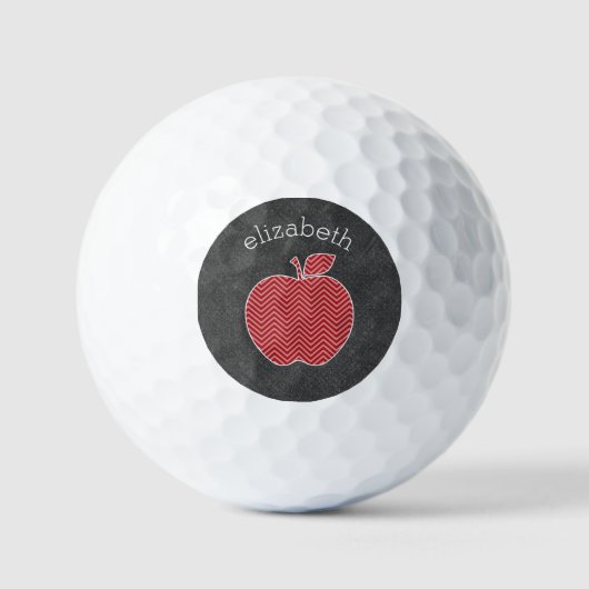 Aangepaste leraar Apple met Trendy Chevron Pattern Golfballen (Voorkant)