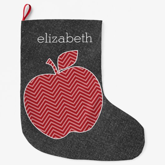 Aangepaste leraar Apple met Trendy Chevron Pattern Grote Kerstsok (Voorkant)