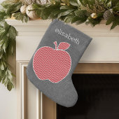 Aangepaste leraar Apple met Trendy Chevron Pattern Grote Kerstsok