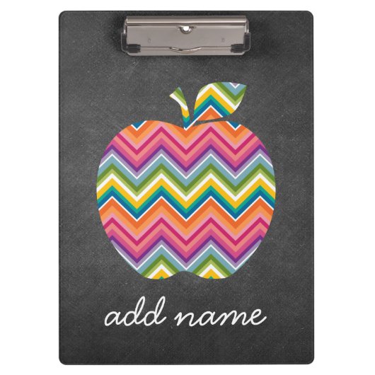 Aangepaste leraar Apple met Trendy Chevron Pattern Klembord (Voorkant)
