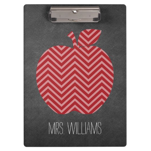 Aangepaste leraar Apple met Trendy Chevron Pattern Klembord (Voorkant)
