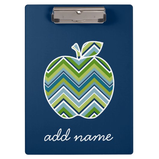 Aangepaste leraar Apple met Trendy Chevron Pattern Klembord (Voorkant)
