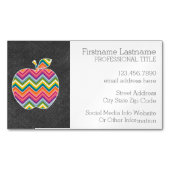 Aangepaste leraar Apple met Trendy Chevron Pattern Magnetisch Visitekaartje (Voorkant)