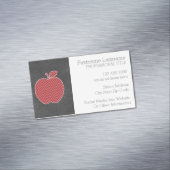 Aangepaste leraar Apple met Trendy Chevron Pattern Magnetisch Visitekaartje (Voorbeeld)