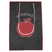 Aangepaste leraar Apple met Trendy Chevron Pattern Medium Cadeauzakje (Achterkant)