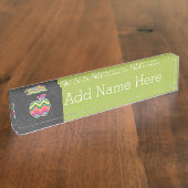 Aangepaste leraar Apple met Trendy Chevron Pattern Naambordje (Zijkant)