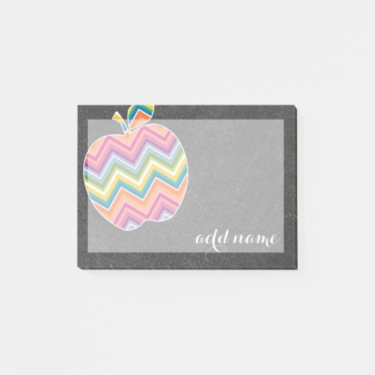 Aangepaste leraar Apple met Trendy Chevron Pattern Post-it® Notes (Voorkant)