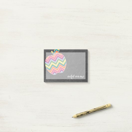 Aangepaste leraar Apple met Trendy Chevron Pattern Post-it® Notes (Op bureau)
