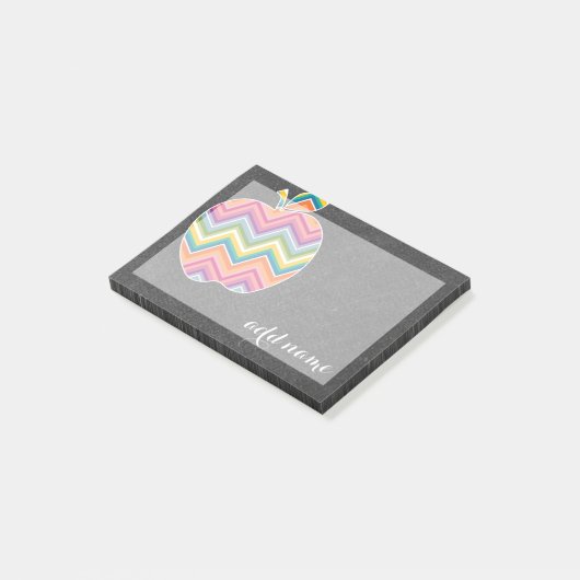 Aangepaste leraar Apple met Trendy Chevron Pattern Post-it® Notes (Schuin)
