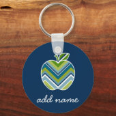 Aangepaste leraar Apple met Trendy Chevron Pattern Sleutelhanger (Voorkant)
