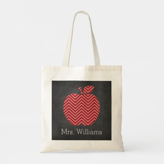 Aangepaste leraar Apple met Trendy Chevron Pattern Tote Bag (Achterkant)