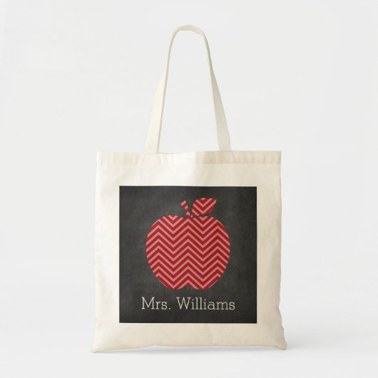 Aangepaste leraar Apple met Trendy Chevron Pattern Tote Bag (Voorkant)