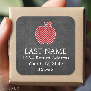 Aangepaste leraar Apple met Trendy Chevron Pattern Vierkante Sticker