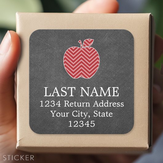 Aangepaste leraar Apple met Trendy Chevron Pattern Vierkante Sticker