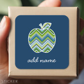 Aangepaste leraar Apple met Trendy Chevron Pattern Vierkante Sticker