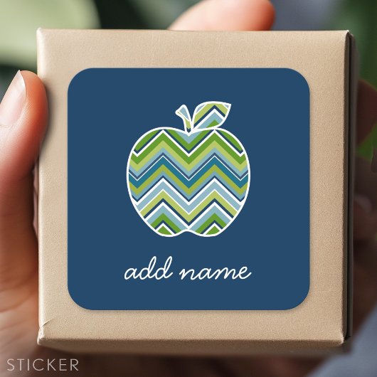 Aangepaste leraar Apple met Trendy Chevron Pattern Vierkante Sticker