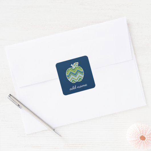 Aangepaste leraar Apple met Trendy Chevron Pattern Vierkante Sticker (Envelop)