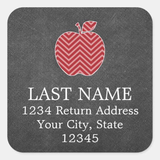 Aangepaste leraar Apple met Trendy Chevron Pattern Vierkante Sticker (Voorkant)