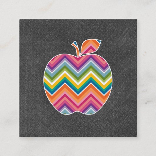 Aangepaste leraar Apple met Trendy Chevron Pattern Vierkante Visitekaartje (Voorkant)