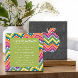 Aangepaste leraar Apple met Trendy Chevron Pattern Vierkante Visitekaartje