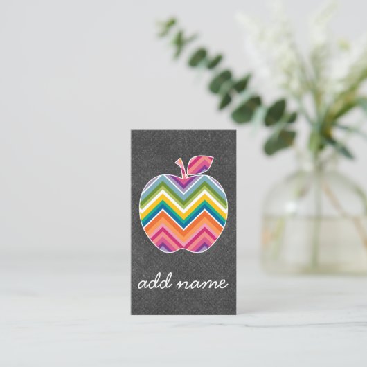 Aangepaste leraar Apple met Trendy Chevron Pattern Visitekaartje (Staand voorkant)