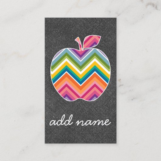 Aangepaste leraar Apple met Trendy Chevron Pattern Visitekaartje (Voorkant)