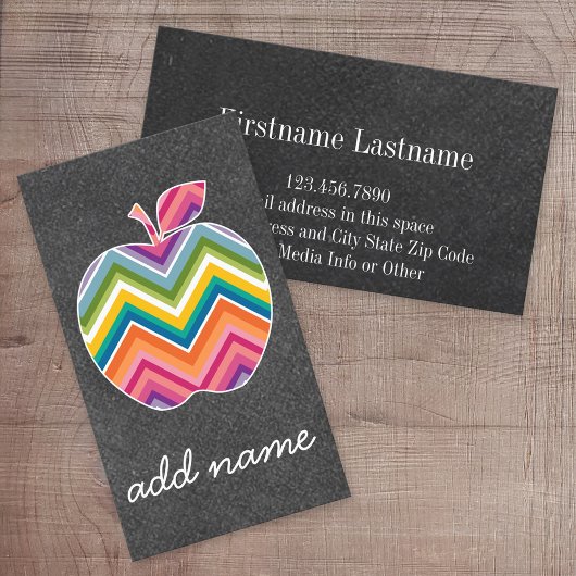 Aangepaste leraar Apple met Trendy Chevron Pattern Visitekaartje