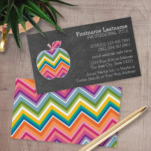 Aangepaste leraar Apple met Trendy Chevron Pattern Visitekaartje