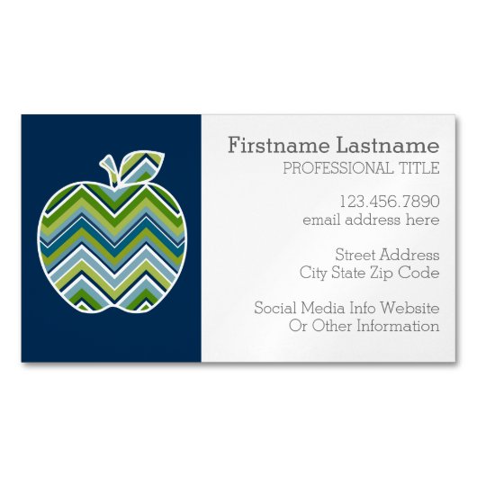 Aangepaste leraar Apple met Trendy Chevron Pattern Visitekaartje Magneet (Voorkant)