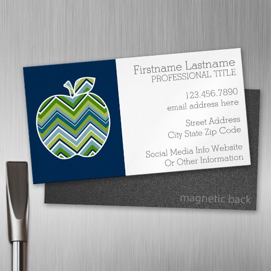 Aangepaste leraar Apple met Trendy Chevron Pattern Visitekaartje Magneet