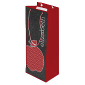 Aangepaste leraar Apple met Trendy Chevron Pattern Wijn Cadeautas (Achterkant Gekanteld)