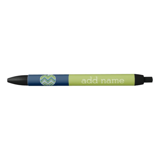 Aangepaste leraar Apple met Trendy Chevron Pattern Zwarte Inkt Pen (Voorkant)