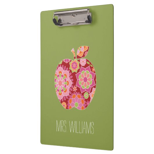 Aangepaste leraar Apple met Trendy Floral Pattern Klembord (Links)