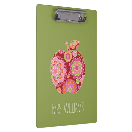 Aangepaste leraar Apple met Trendy Floral Pattern Klembord (Rechts)
