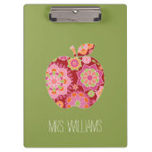 Aangepaste leraar Apple met Trendy Floral Pattern Klembord (Voorkant)