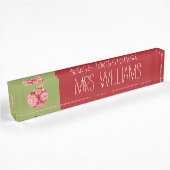 Aangepaste leraar Apple met Trendy Floral Pattern Naambordje