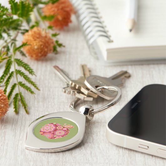 Aangepaste leraar Apple met Trendy Floral Pattern Sleutelhanger (Zijkant)